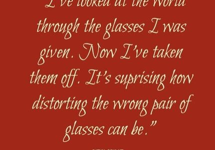 I've looked at the world through the glasses I was given. Now I've taken them off. It'surprising how distorting the wrong pair of glasses can be.